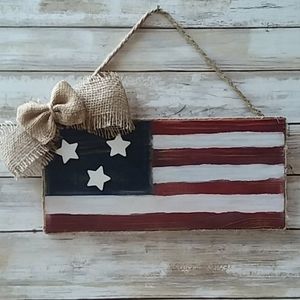 Rustic Americana flag hanger